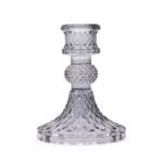 Kerzenhalter Set Glas Vintage grau – 2er Set elegante Kerzenständer für Tischdeko und Zuhause