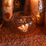 Glas Kerzenhalter Floral Margarita klein – Bowl Kerzenhalter aus recyceltem Glas mit Blumenmuster 8x10 cm