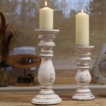 Kerzenständer Holz Weiß Vintage – Shabby Chic Kerzenhalter Groß für Wohnzimmer, Tisch & Deko – 37 x 10 cm