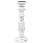 Kerzenständer Holz Weiß Vintage – Shabby Chic Kerzenhalter Groß für Wohnzimmer, Tisch & Deko – 37 x 10 cm