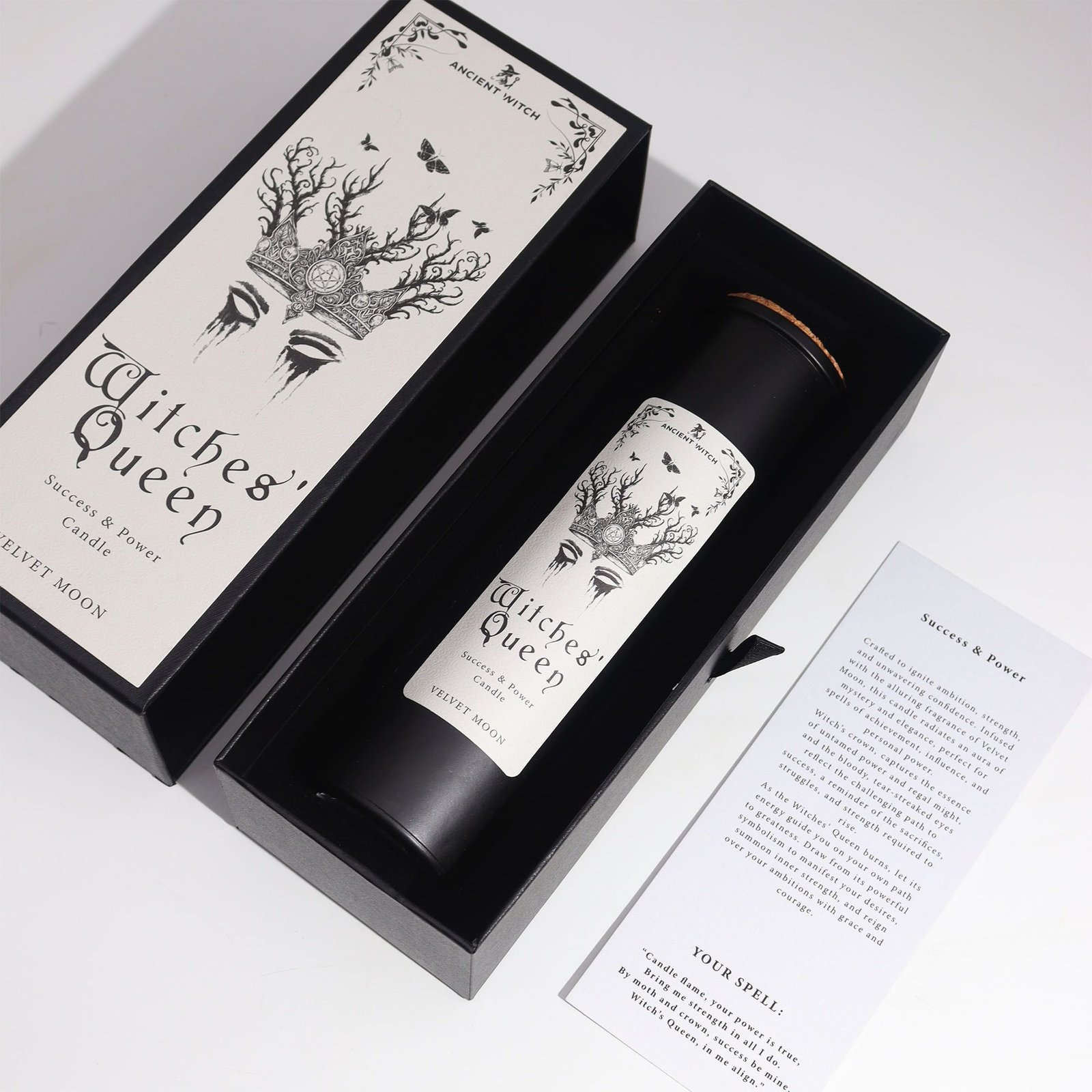 Ritual Duftkerze Witches Queen – Spirituelle Reinigung & Manifestation – Geschenkbox – 24x9.5x6.8 cm, ca. 40h