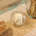 Glas Kerzenhalter Floral Margarita klein – Bowl Kerzenhalter aus recyceltem Glas mit Blumenmuster 8x10 cm