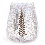 Glas Kerzenhalter Floral Groß – Dekorativer Windlichthalter aus recyceltem Glas, 15 x 12 cm – Honigbee Glas Kerzenhalter Floral Groß – Dekorativer Windlichthalter aus recyceltem Glas, 15 x 12 cm