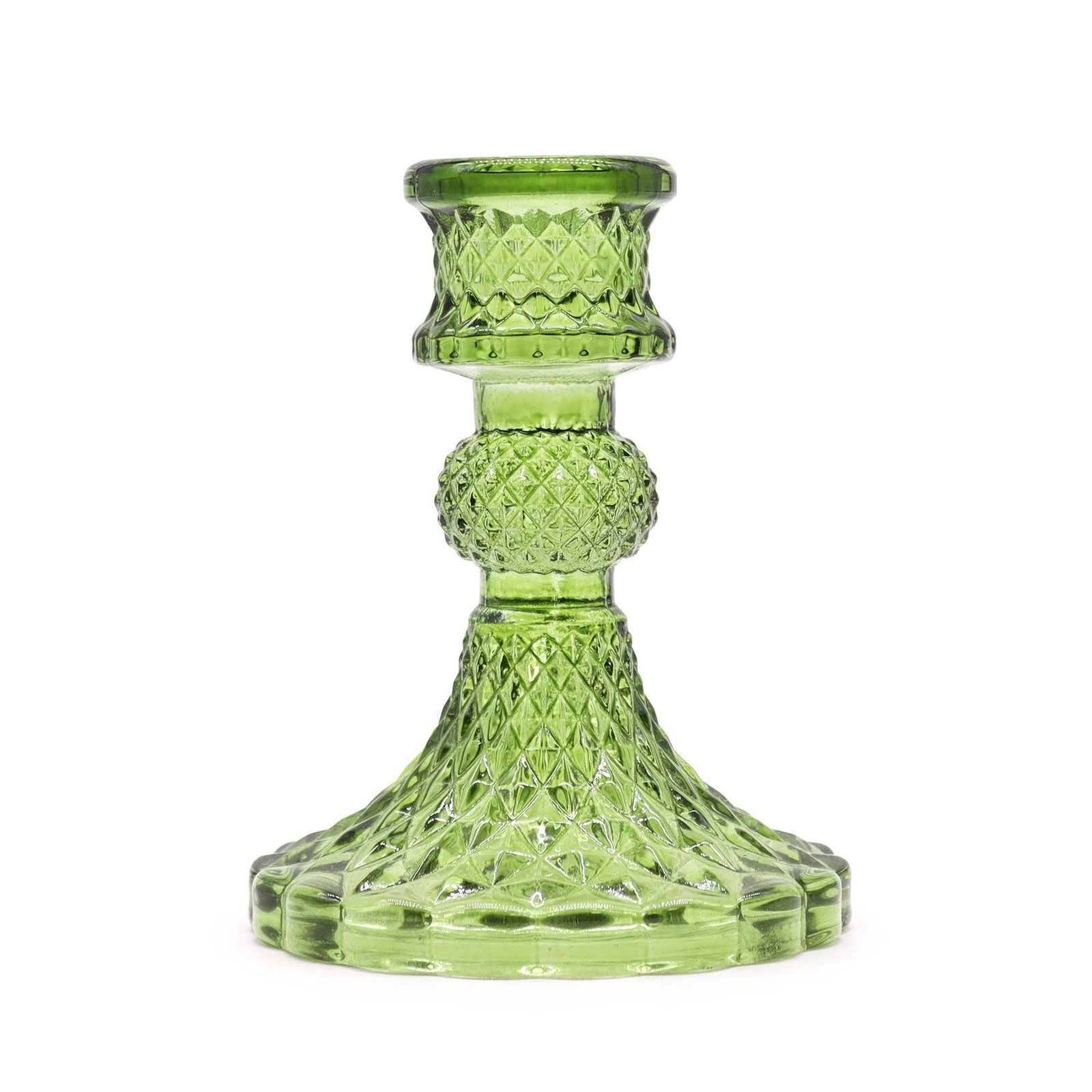 Kerzenhalter Set Glas Grün – 2er Set Vintage Candle Holder für Dinnerkerzen & Teelicht Dekoration 10 x 8 cm