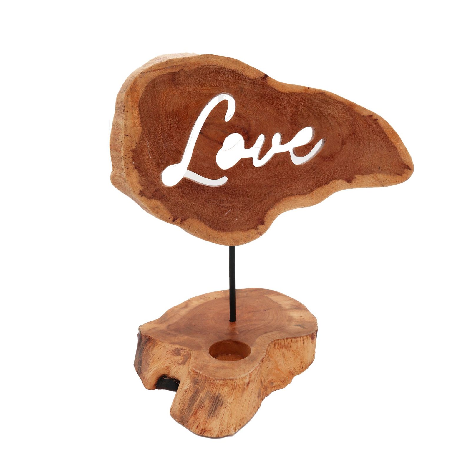 Kerzenhalter Holz Love – Teelichthalter Boho Stil für gemütliche Atmosphäre, 0.9 kg, 31x31x16 cm