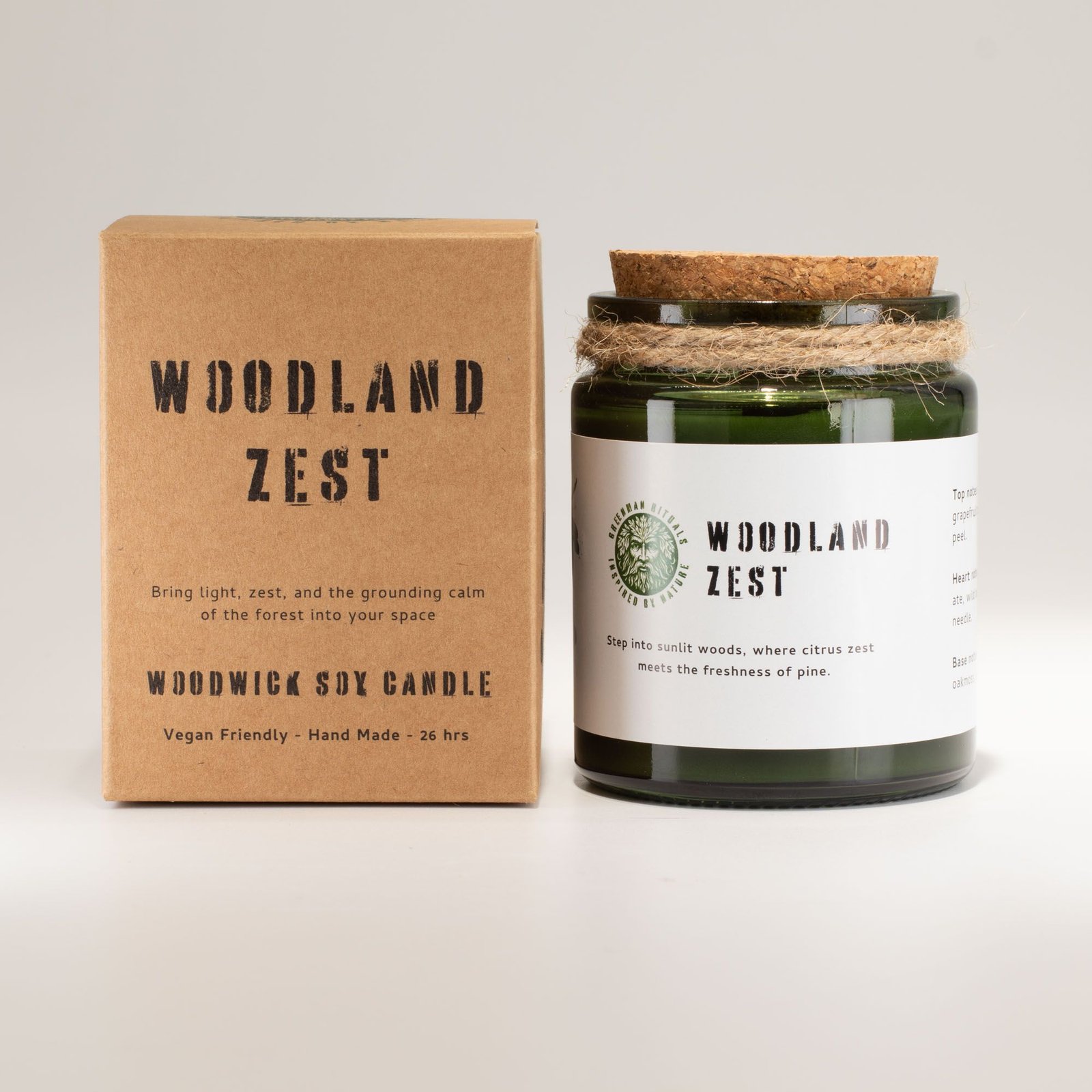 Sojawachs Duftkerze Woodland Zest – Woodwick Kerze im Glas mit Holzdocht 9 x 7 cm