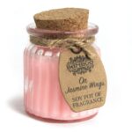 Duftkerze Jasmin Glas mit Korkdeckel – Sojawachs Kerze im Glas „On Jasmine Wings“ 7.5x5.5 cm