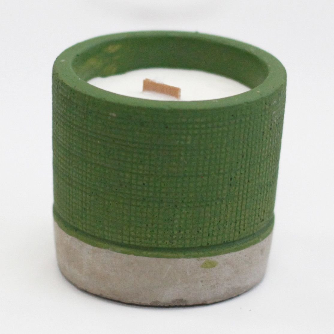 Beton Sojawachs Kerze Grün – Duftkerze mit Wooden Wick, Sea Moss & Kräuter, 7.5×7.5 cm, 0.3 kg