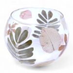 Glas Teelichthalter Floral Primavera – Dekorativer Kerzenhalter mit Naturmuster 8x10 cm – Honigbee Glas Teelichthalter Floral Primavera – Dekorativer Kerzenhalter mit Naturmuster 8x10 cm
