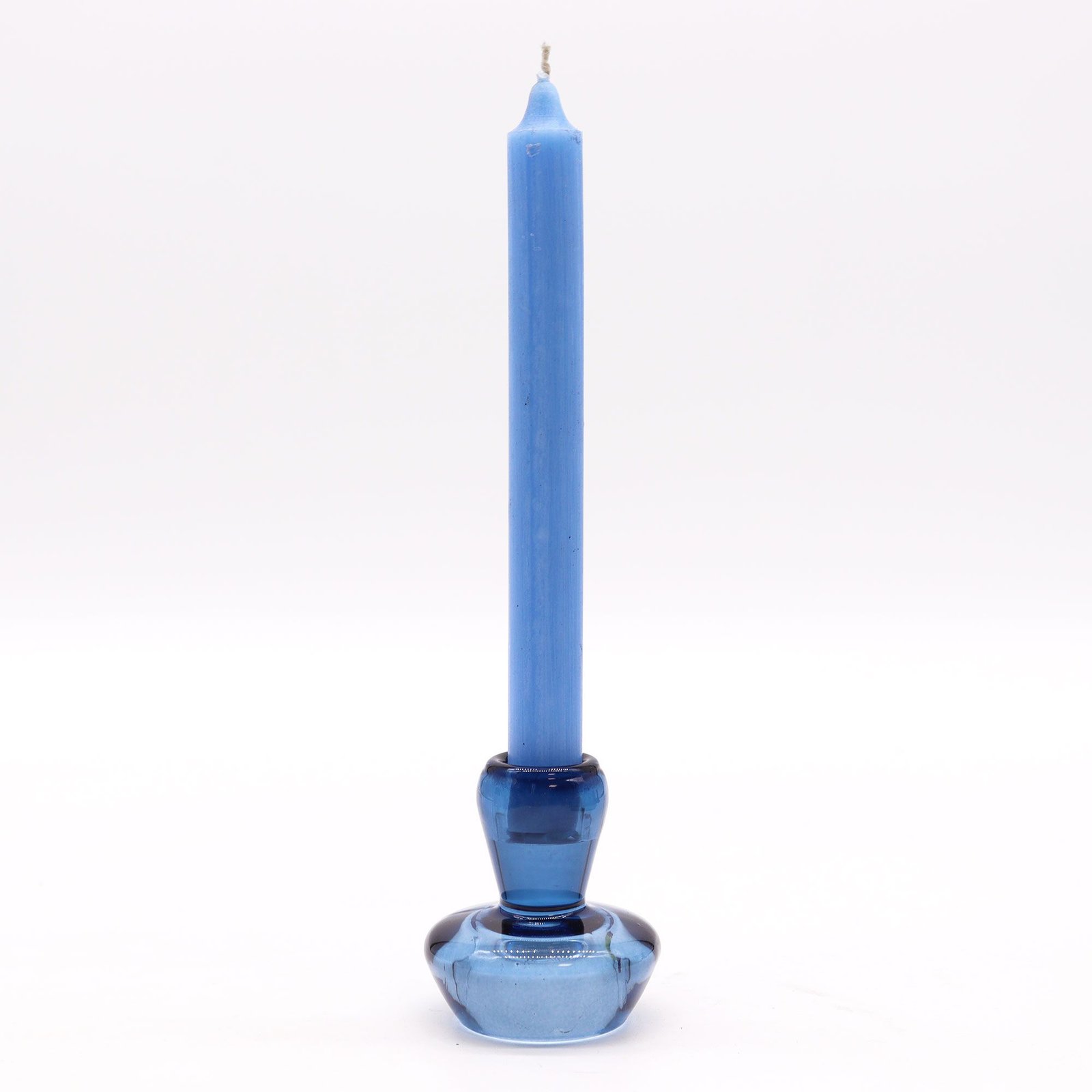 Kerzenhalter Set Blau Glas 2in1 – 2er Set Teelichthalter & Stabkerzenhalter 7 cm