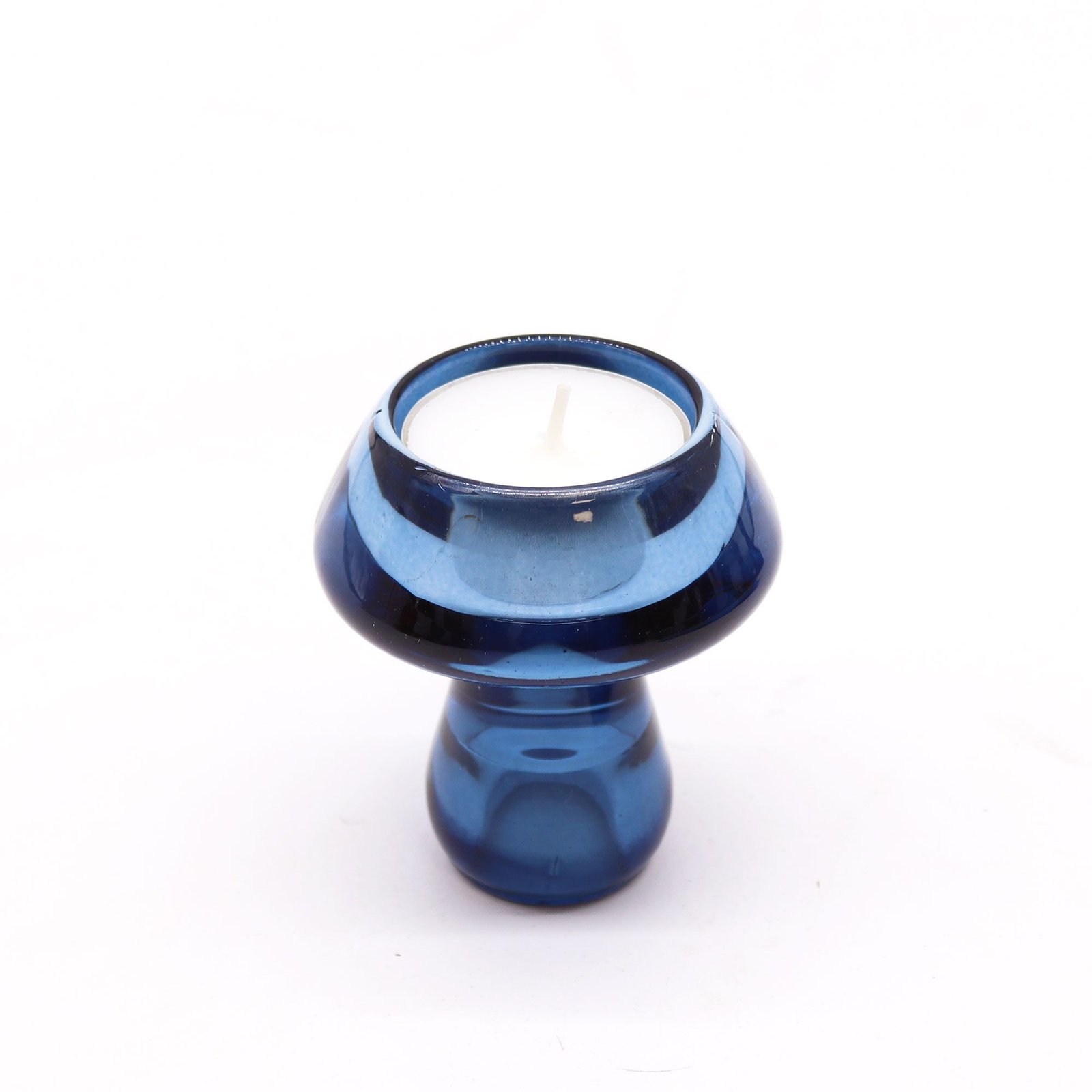 Kerzenhalter Set Blau Glas 2in1 – 2er Set Teelichthalter & Stabkerzenhalter 7 cm