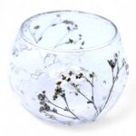 Glas Kerzenhalter Floral Margarita klein – Bowl Kerzenhalter aus recyceltem Glas mit Blumenmuster 8x10 cm
