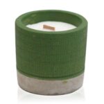 Beton Sojawachs Kerze Grün – Duftkerze mit Wooden Wick, Sea Moss & Kräuter, 7.5×7.5 cm, 0.3 kg