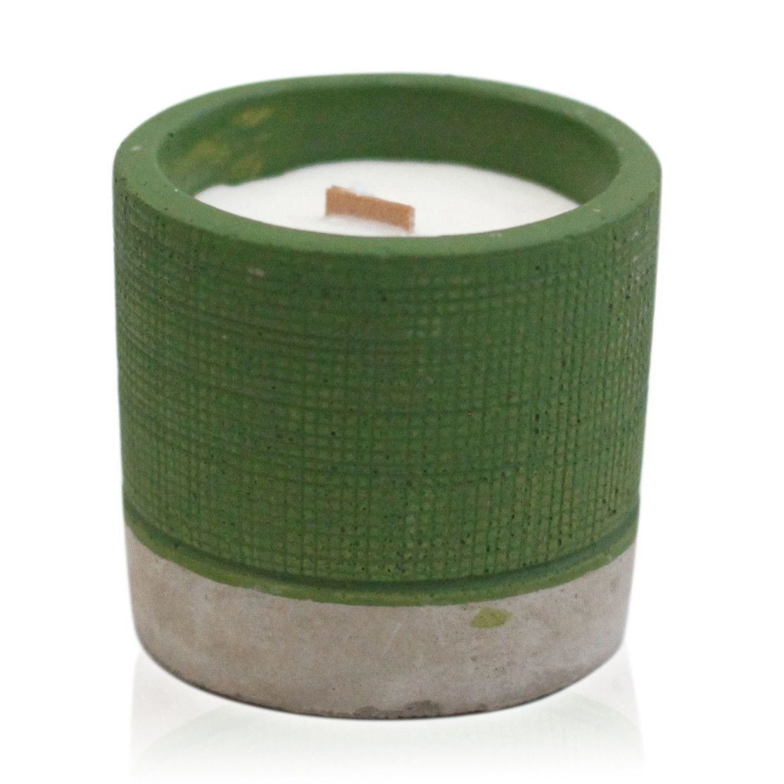 Beton Sojawachs Kerze Grün – Duftkerze mit Wooden Wick, Sea Moss & Kräuter, 7.5×7.5 cm, 0.3 kg