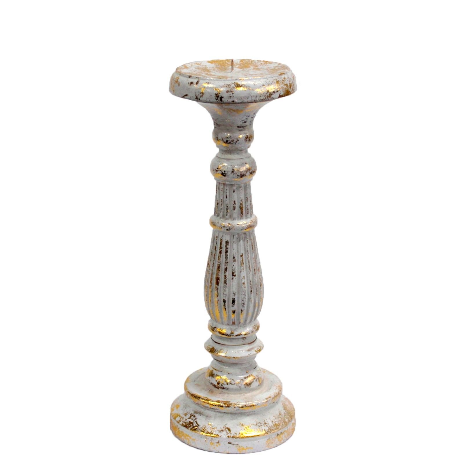 bG9jYWw6Ly9tZWRpYS9TUC9HQy82MFIzMEMxRzZNUktHQ1NQLzIzNzE4OTMyLmpwZWc.jpg Kerzenständer Weiß Gold Holz – Vintage Kerzenhalter Set aus Albasia Holz für stilvolle Deko 12x12x34 cm