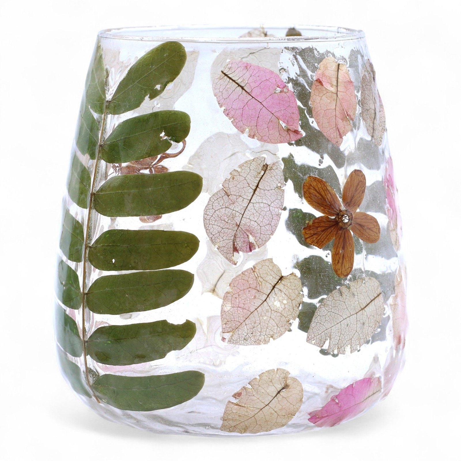 Glas Kerzenhalter Blumen – Dekorativer Teelichthalter aus recyceltem Glas 12 x 11 cm