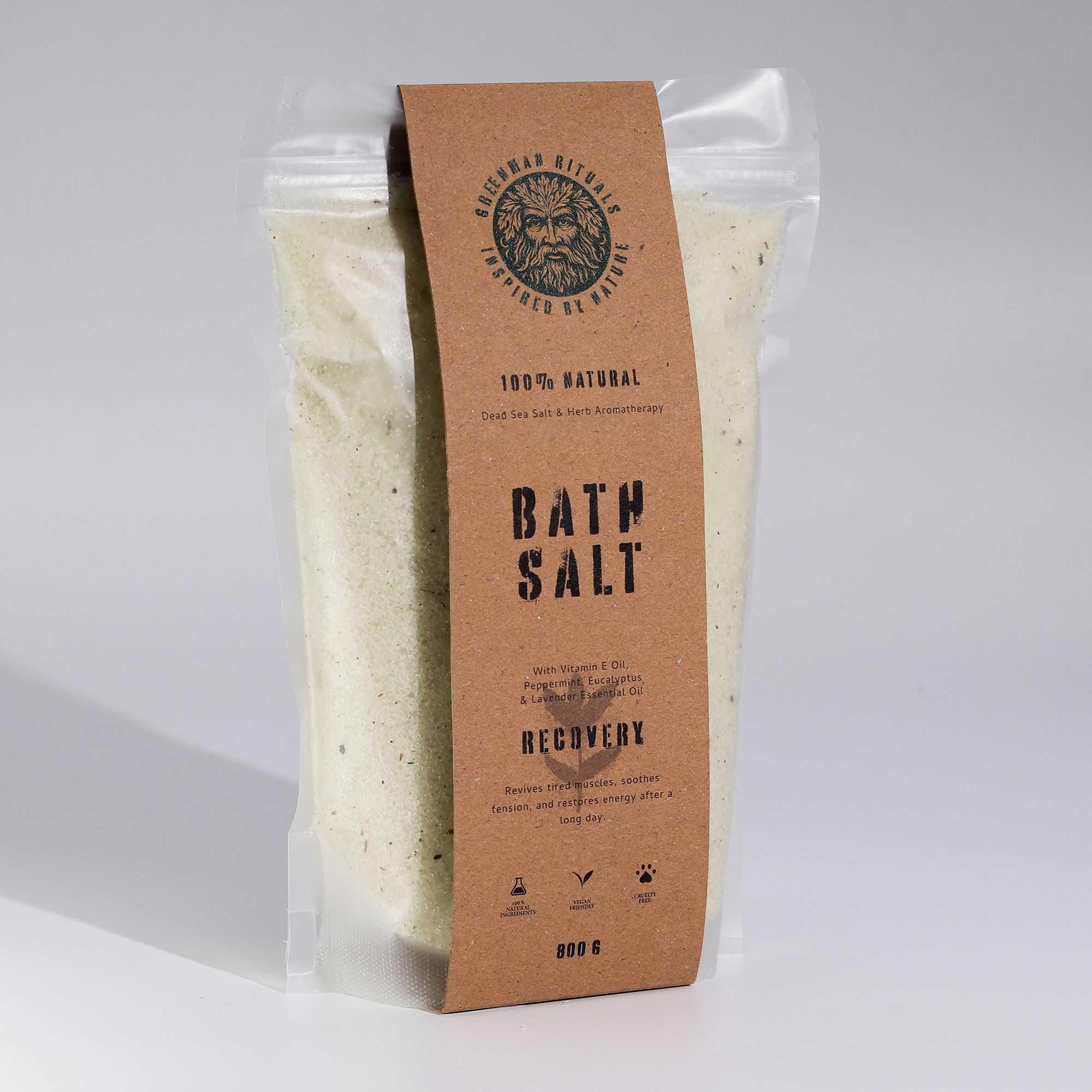 Greenman Badesalz Epsomsalz Menthol Recovery Wellnessbad 800 g