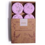 Duschdampfer Set Relaxing Lila 4er Pack 289g – Aromatherapie für die Dusche – Honigbee Duschdampfer Set Relaxing Lila 4er Pack 289g