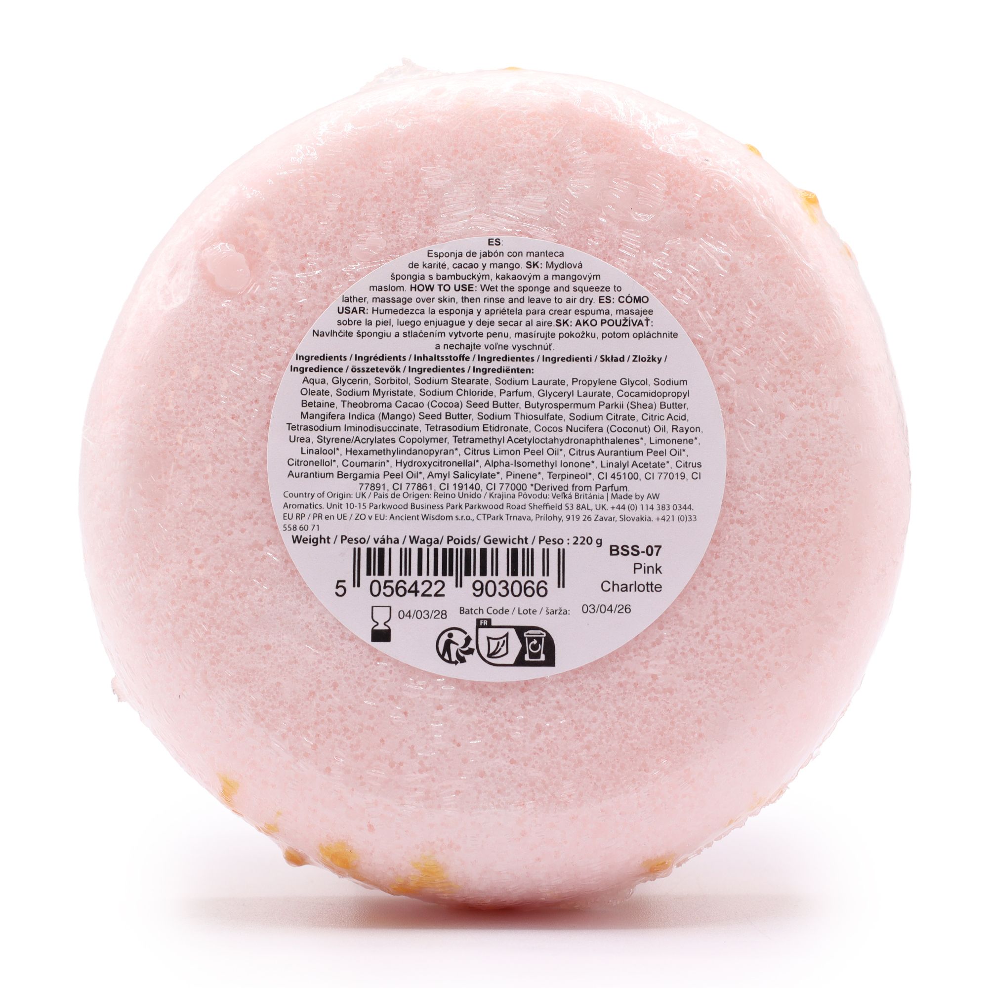 Seifenschwamm Pink Charlotte 230g Rosa-Gold – Peeling, Reinigung & Pflege
