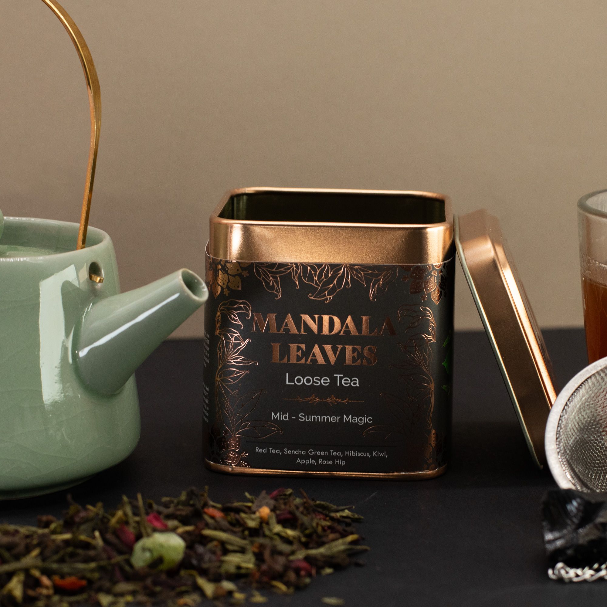 Pu Erh & Grüner Tee 50 g – Mid-Summer Magic mit Erdbeere & Kiwi