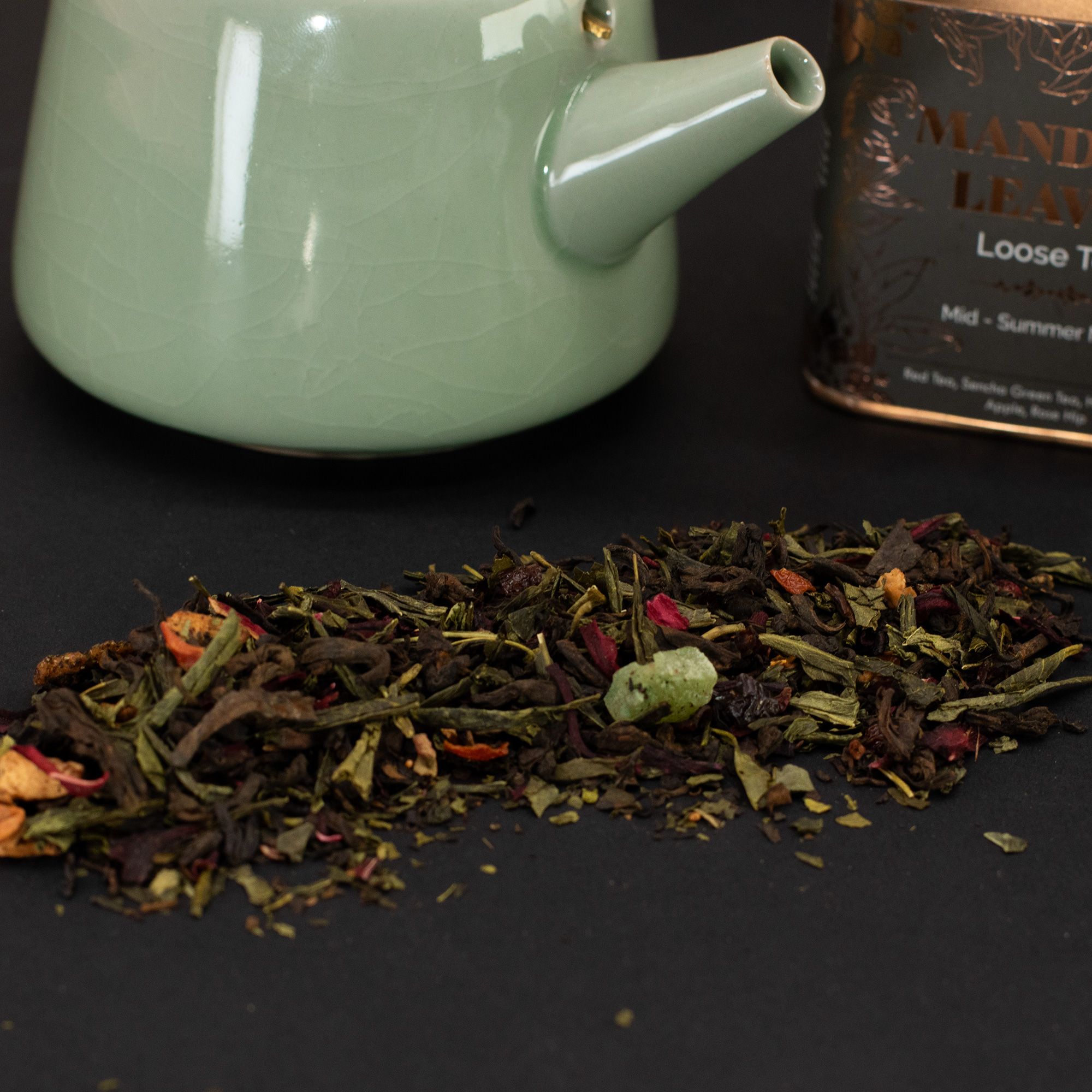 Pu Erh & Grüner Tee 50 g – Mid-Summer Magic mit Erdbeere & Kiwi