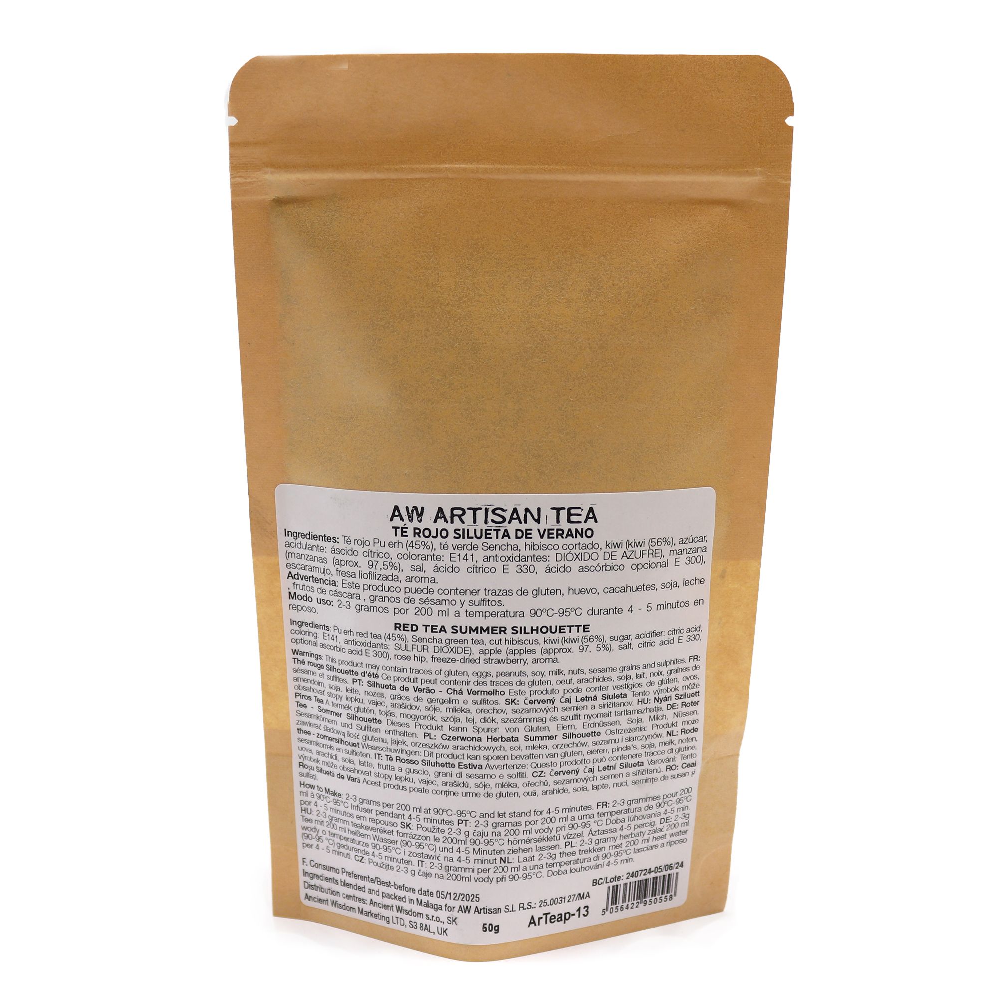 Bio Pu Erh Tee & Sencha 50 g – Grüner Tee mit Erdbeere, Kiwi & Hibiskus