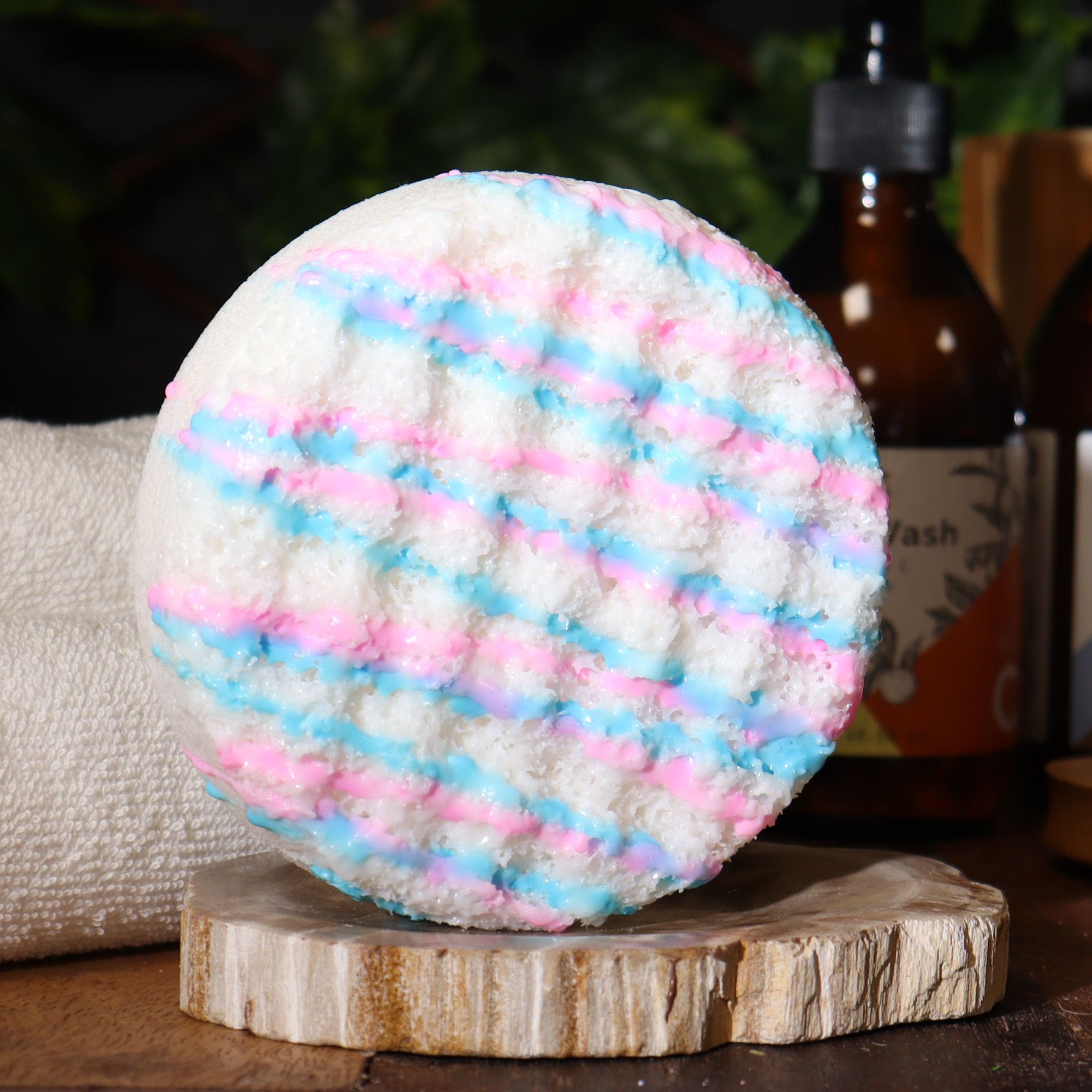Seifenschwamm Babypuder Duft 230g – Duschschwamm mit Seife Weiß Blau Rosa