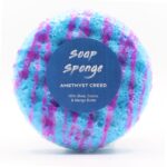 Seifenschwamm Amethyst Duft 230g – Duschschwamm mit Seife Blau Lila – Honigbee Seifenschwamm Amethyst Duft 230g