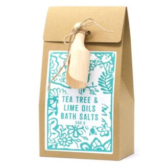 Teebaum Limette Badesalz 500g Himalaya Aromatherapie Badesalz Wellness Geschenk mit Holzlöffel