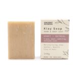 Tonerde Seife Honig & Hafer Beige 145g – Milde Naturseife mit Kaolin und Hafer – Honigbee Tonerde Seife Honig & Hafer Beige 145g