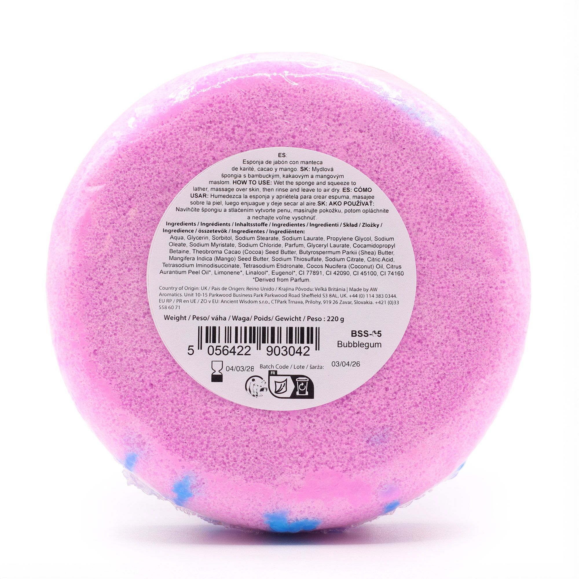 bG9jYWw6Ly9tZWRpYS8xUS9HRC82MFIzMEMxSjY4VjNHRDFRLzI4NjdkMTNkLmpwZw.jpg Seifenschwamm Kaugummi Duft 230g – Duschschwamm Blau Rosa mit Shea Butter