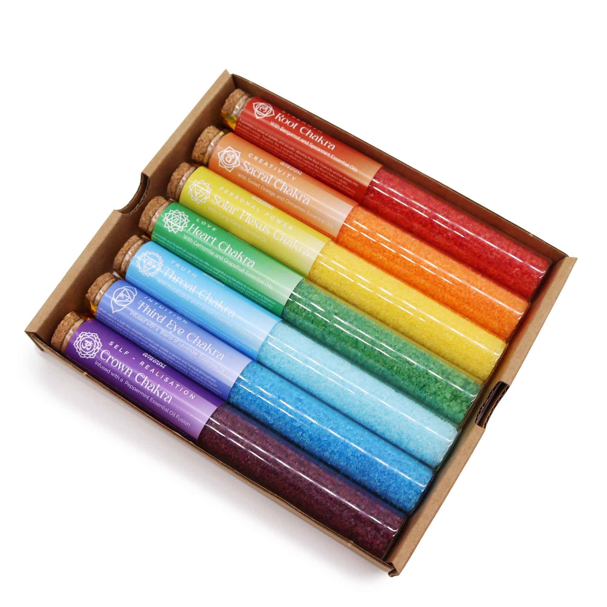 Chakra Badesalz Geschenkset Aromatherapie Badezusatz 7 Chakren 7er Set