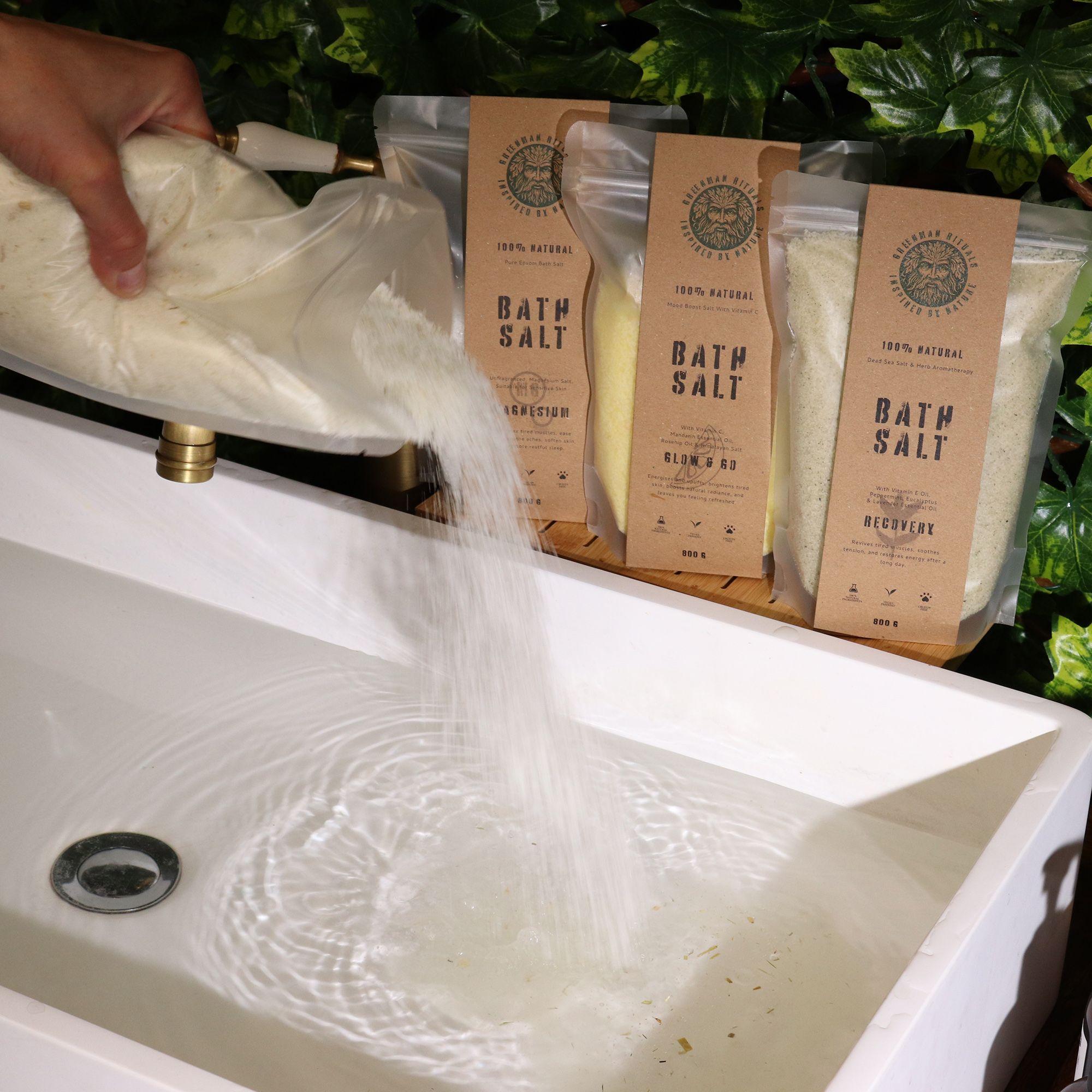 Greenman Badesalz Epsomsalz Wellnessbad Hafer Honig 800 g