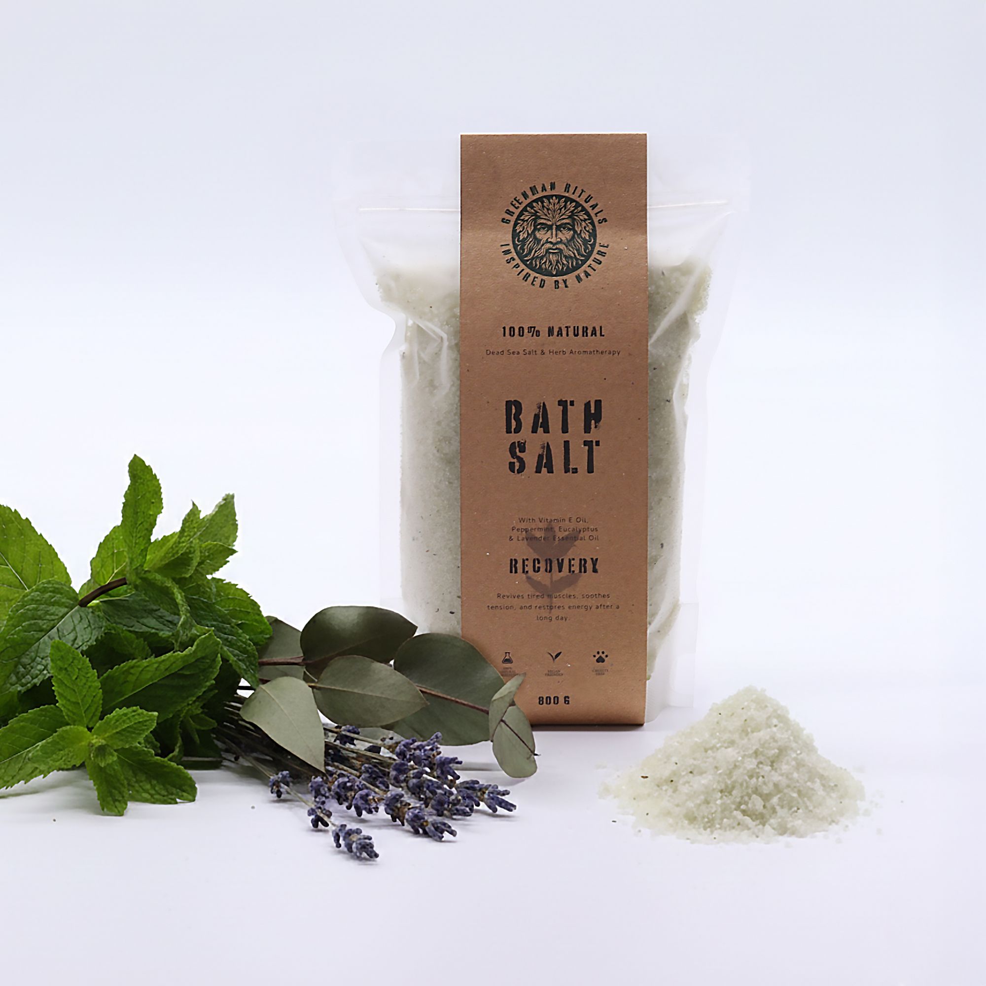 Greenman Badesalz Epsomsalz Menthol Recovery Wellnessbad 800 g