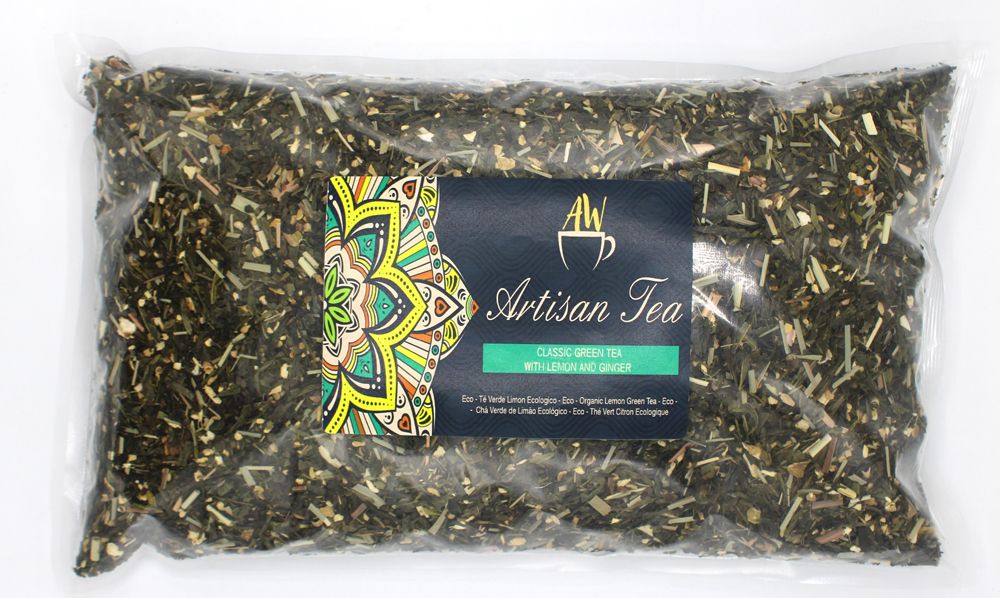 Bio Grüntee Zitrone Ingwer 1 kg – Sencha Tee mit Zitronenschale & Ingwer