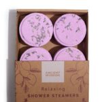Duschdampfer Set Relaxing Lila 4er Pack 289g – Aromatherapie für die Dusche – Honigbee Duschdampfer Set Relaxing Lila 4er Pack 289g – Aromatherapie für die Dusche