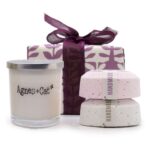 Wellness Geschenkset Moonstone Kerze & Badebomben Weiß