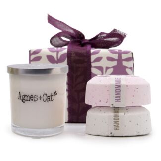 Wellness Geschenkset Moonstone Kerze & Badebomben Weiß