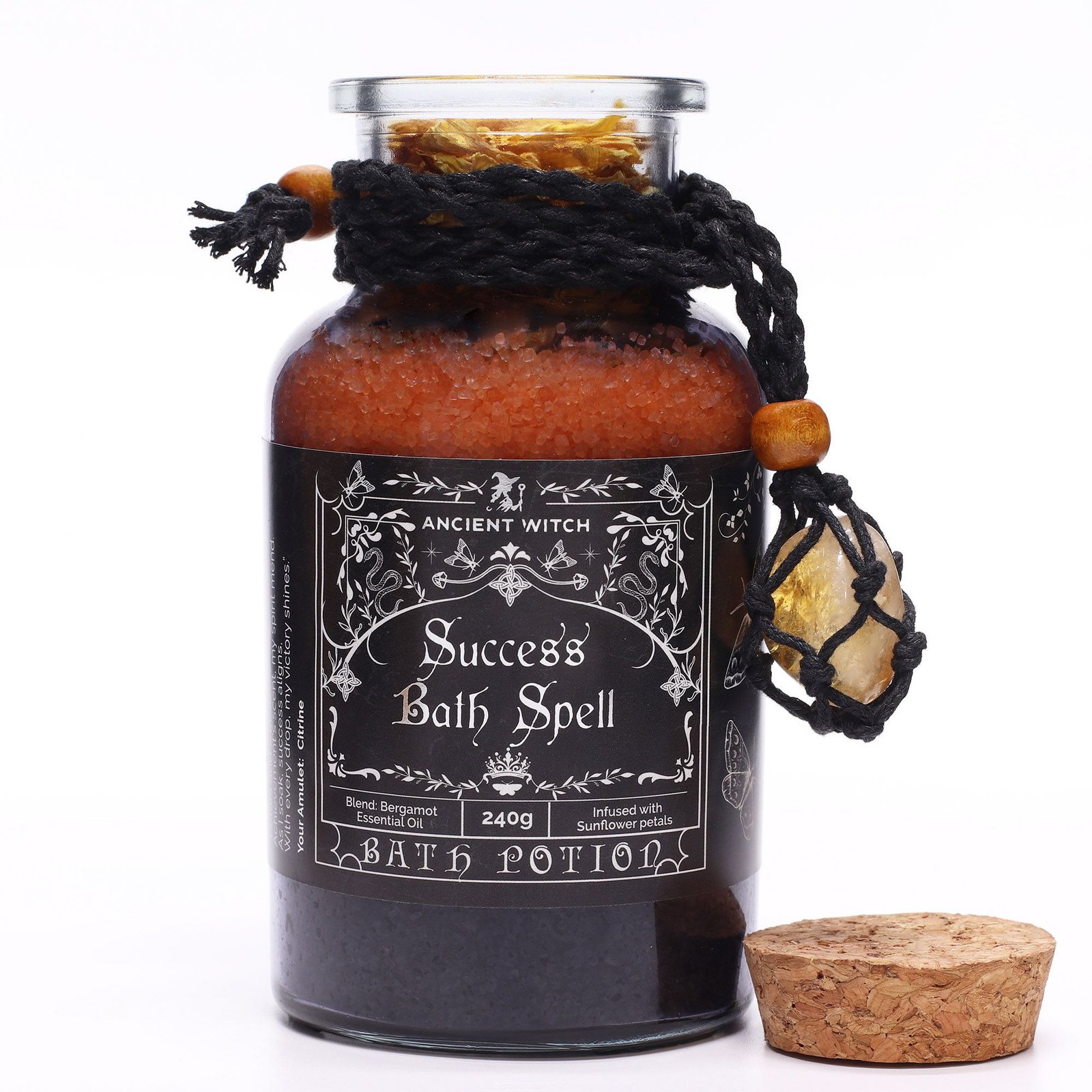 Badezauber Erfolg Ritual Citrin 490g Hexen Badeelixier mit Kristall Amulett Erfolg & Wohlstand