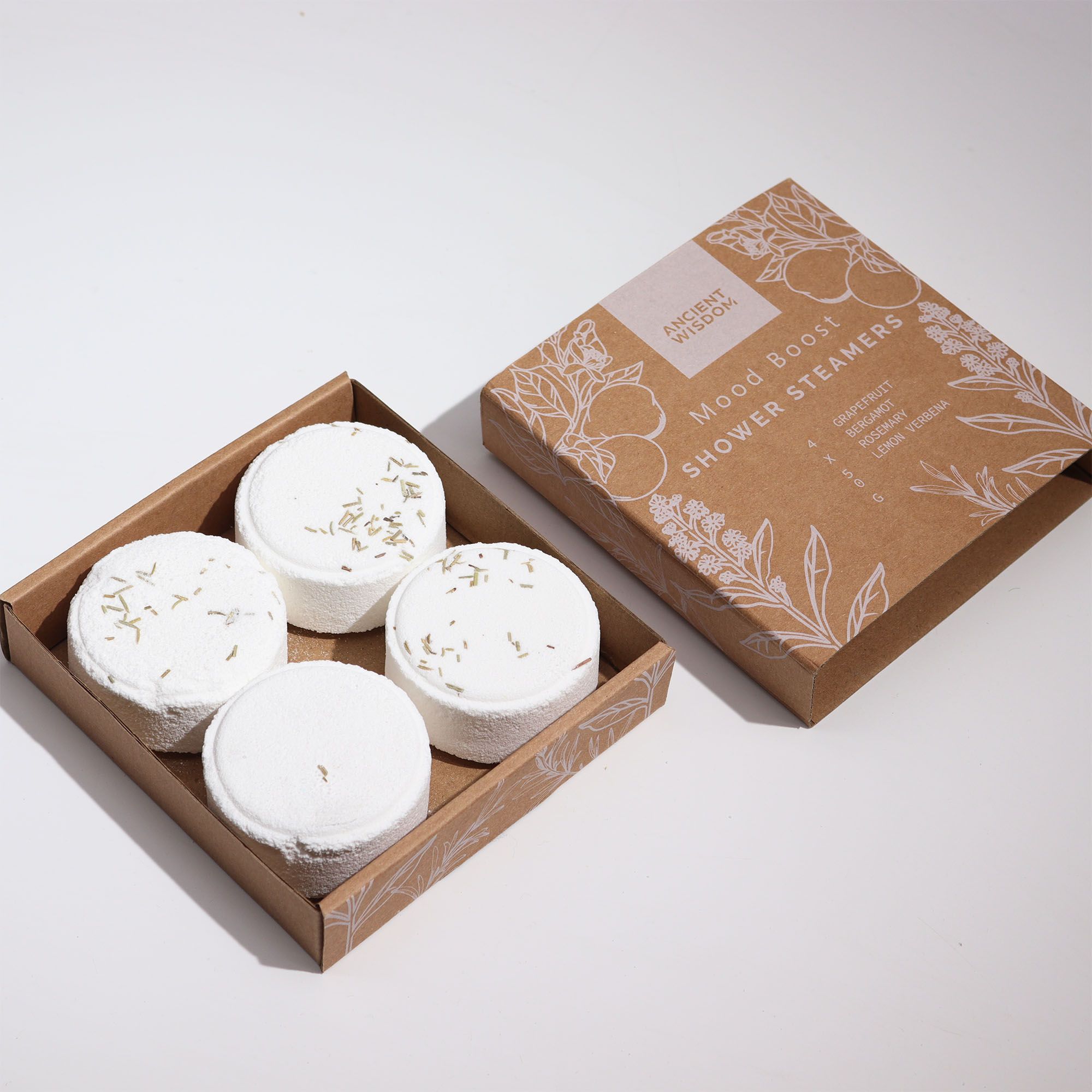 Duschdampfer Set Mood Boost Weiß 280g – Aromatherapie für die Dusche