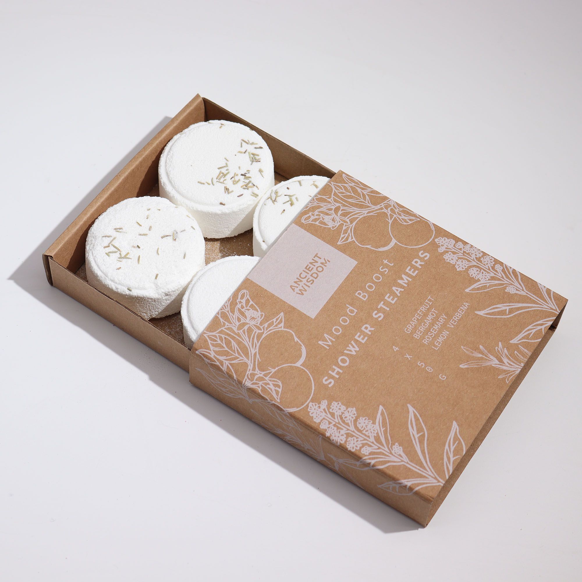 Duschdampfer Set Mood Boost Weiß 280g – Aromatherapie für die Dusche