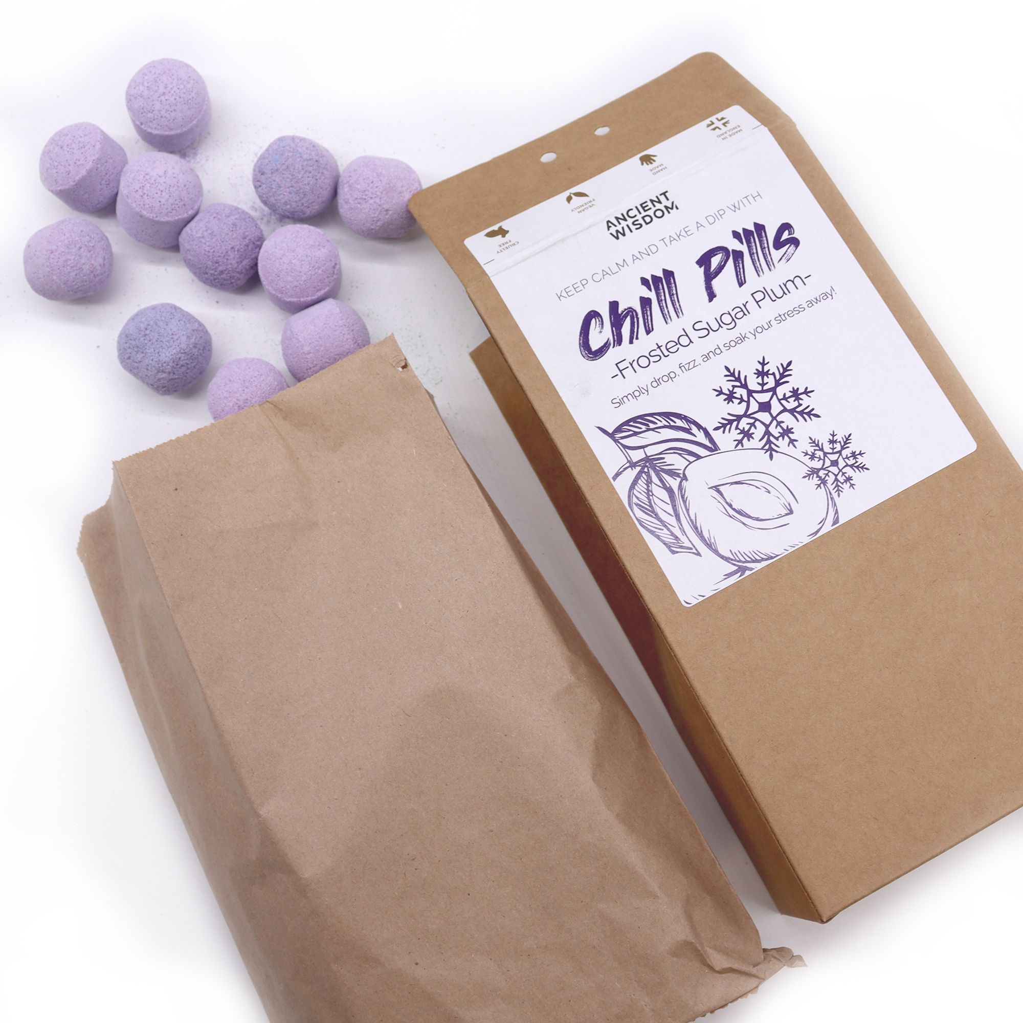 Badebomben Set Frosted Sugar Plum 350g – Badekugeln mit Pflaume & Vanille