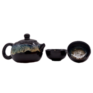 Keramik Teekannen Set Schwarz 200 ml