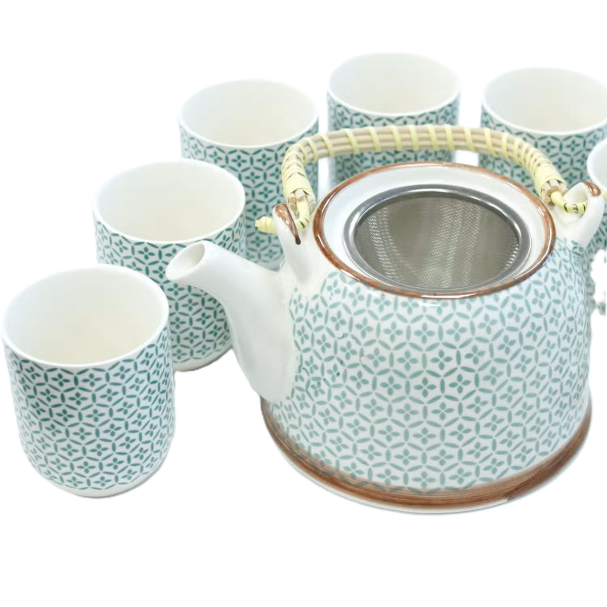 Keramik Teeservice Grünes Mosaik mit Teekanne & 6 Tassen Keramik Teeservice Grünes Mosaik mit Teekanne & 6 Tassen