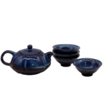 Keramik Teeservice Herbal Blues mit Teekanne & 4 Tassen – Honigbee Keramik Teeservice Herbal Blues mit Teekanne & 4 Tassen