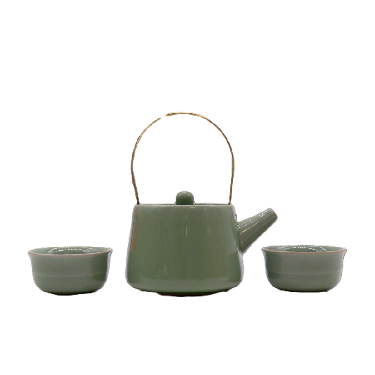 Keramik Teeservice Jadegrün mit Teekanne & 2 Tassen Keramik Teeservice Jadegrün mit Teekanne & 2 Tassen