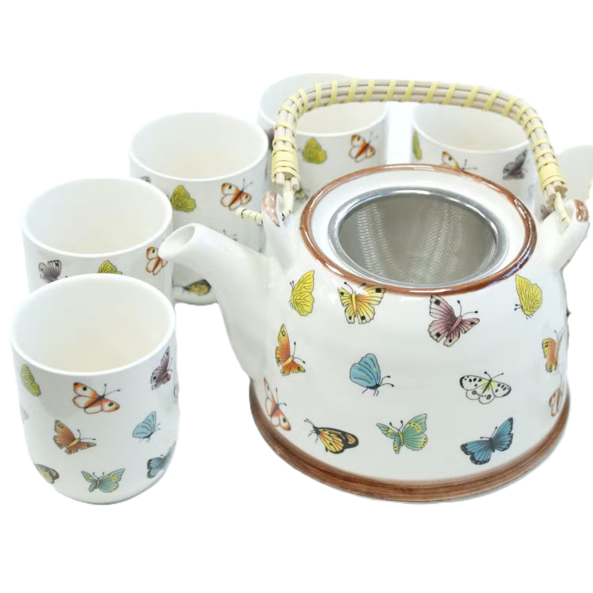 Keramik Teeservice Schmetterlinge mit Teekanne & 6 Tassen Keramik Teeservice Schmetterlinge mit Teekanne & 6 Tassen