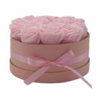 Seifenblumen Rosenstrauß 14 Rosa Rosen Rund – Duftseifen Geschenkbox