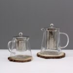 Glas Teekanne mit Edelstahl Teesieb 350 ml Turmform – Honigbee Glas Teekanne mit Edelstahl Teesieb 350 ml Turmform