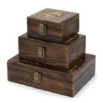 Teebox aus Mangoholz mit 4 Fächern handgeschnitzt